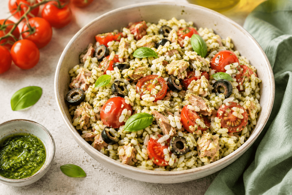 Insalata di riso al pesto